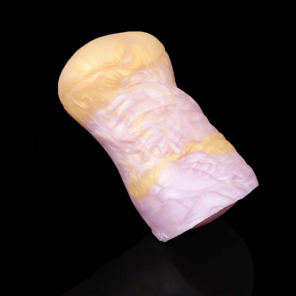 Stute Pocket Pussy mit Mähnenstruktur & Realistischer Vulva – Cremgelb-Rosarosa Perlmutt, Asymmetrischer Kanal & Platin-Silikon