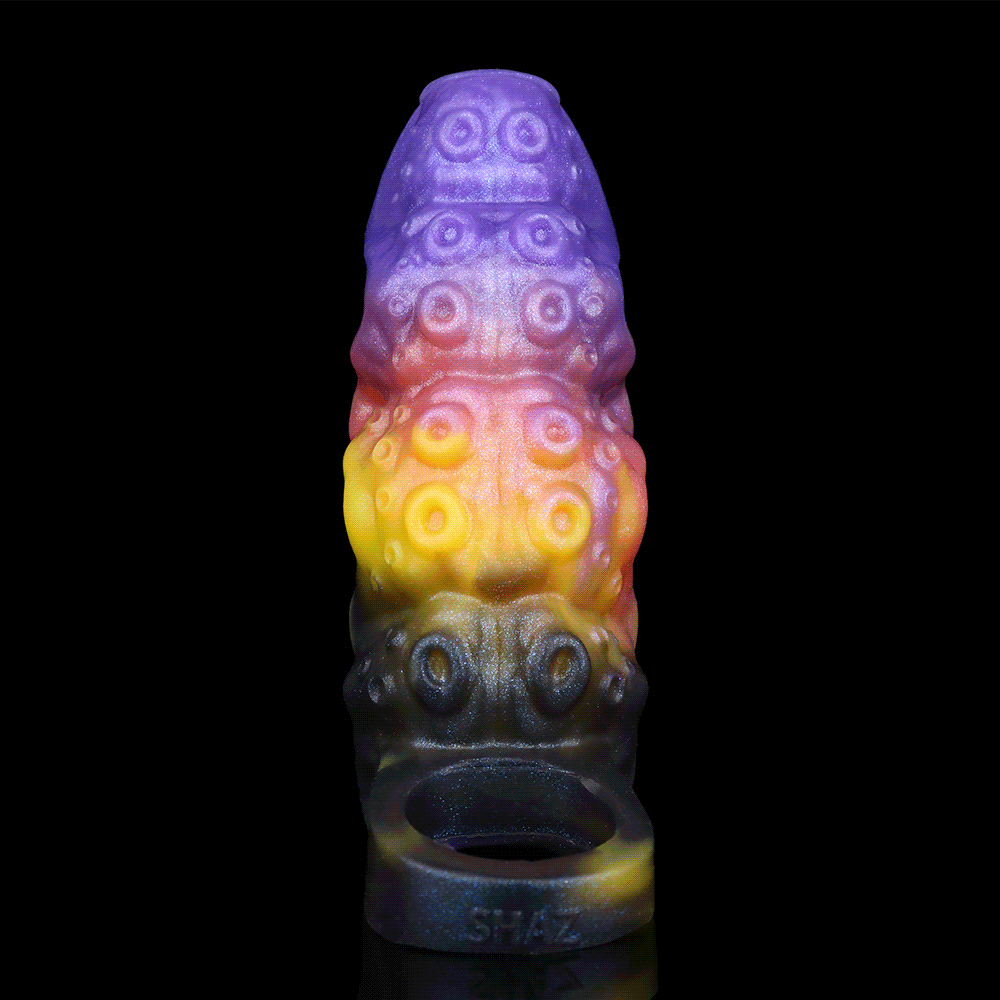 Colorful Alien Phallus Sleeve | Totem Block Relief & Tentacle Suction Cup Texture | Nebula Penis Sleeve