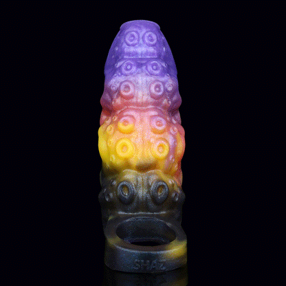 Colorful Alien Phallus Sleeve | Totem Block Relief & Tentacle Suction Cup Texture | Nebula Penis Sleeve