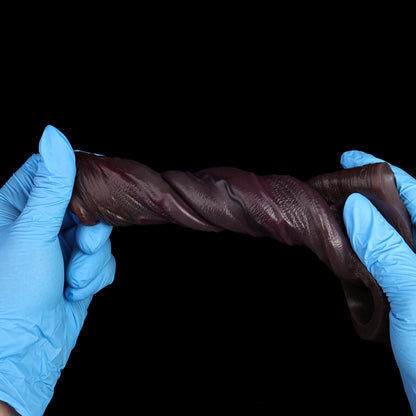 Realistic BBC Penis Sleeve | Platinum Silicone Penis Sleeve with Deep Black Skin Folds