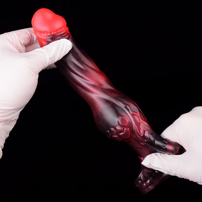 Penis Sleeve with Heart Head & Claw Base - Flame Silicone for Couples