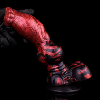 Canine Fantasy Dildo | Platinum Silicone Dog Anatomy Dildo mit Bulbus-Glandis-Expansionsknoten, Doppel-Anker-Sackkörper & Lava-Zweifarbguss – NNSX