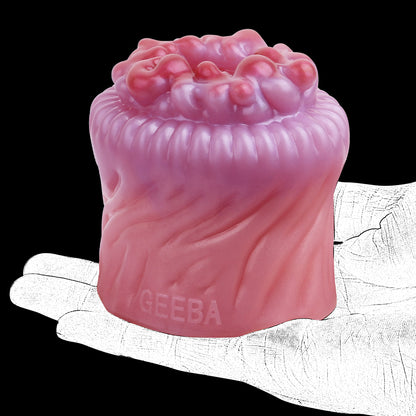 Schuppentier Mini Pocket Pussy in Rosenrosa-Hellviolett mit Korallen-Eingang, Spiralstruktur & Vibration – Perlschimmer, Fernbedienung & Platin-Silikon