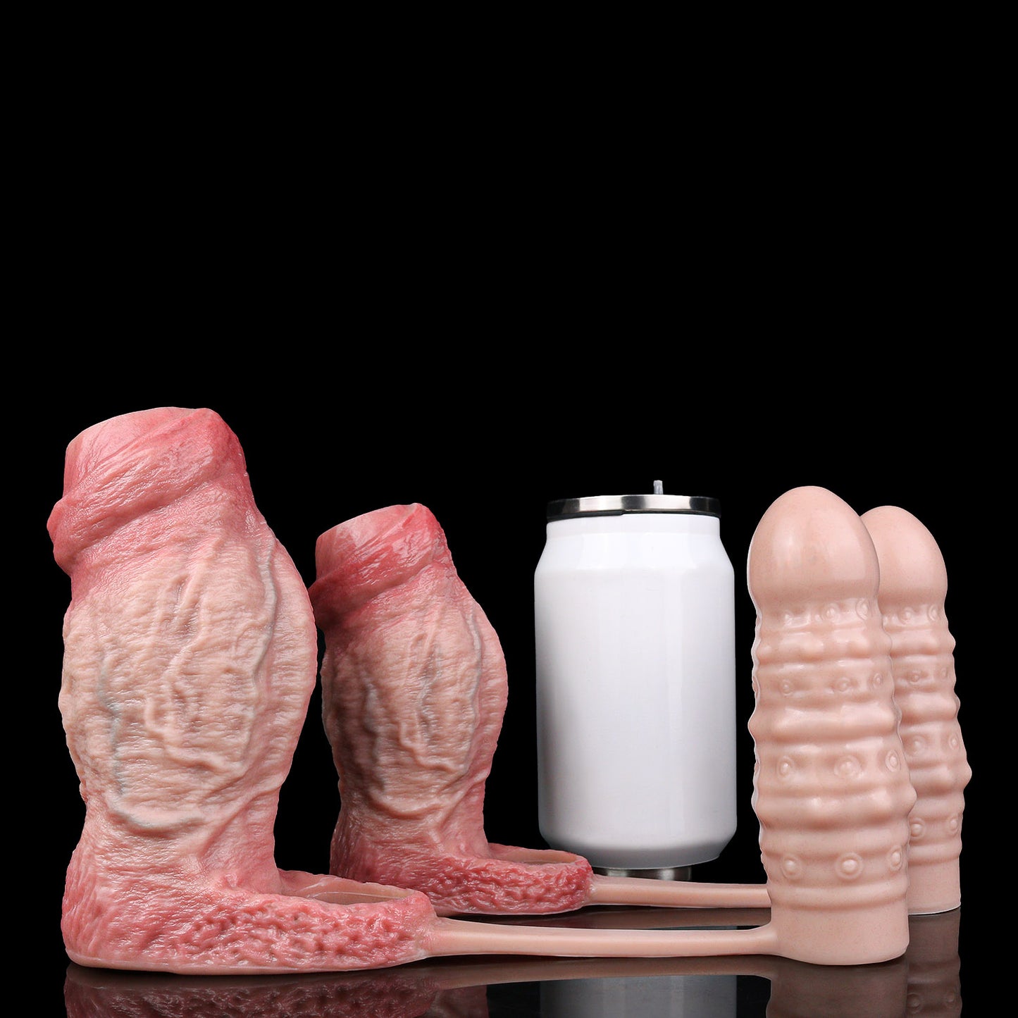 Ultimativer 2-in-1 Doppelstimulator: Hautfarbener Penis Sleeve & Butt Plug für Paare