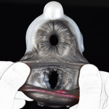 Cow Biomimicry Pocket Pussy with Dual Channel – Bovine Fantasy Pocket Pussy in Pearlescent Silver