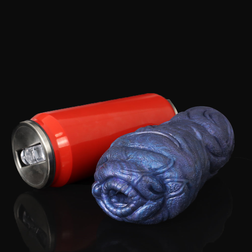Stier-Vulva Pocket Pussy mit Spiraleingang & Organischer Lappenstruktur – Tiefes Kobaltblau-Violett, Körnige Textur & Platin-Silikon