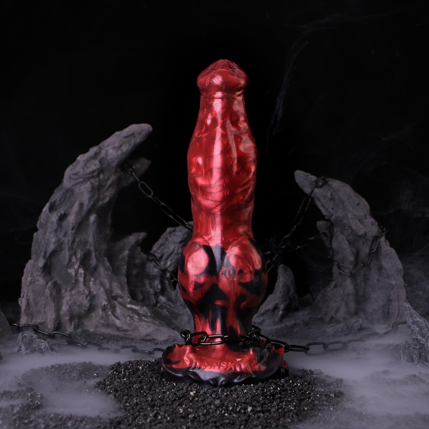 Equine Horse Dildo XL - Stallion Fantasy | Huge Scrotum Suction Cup Red-Black Platinum