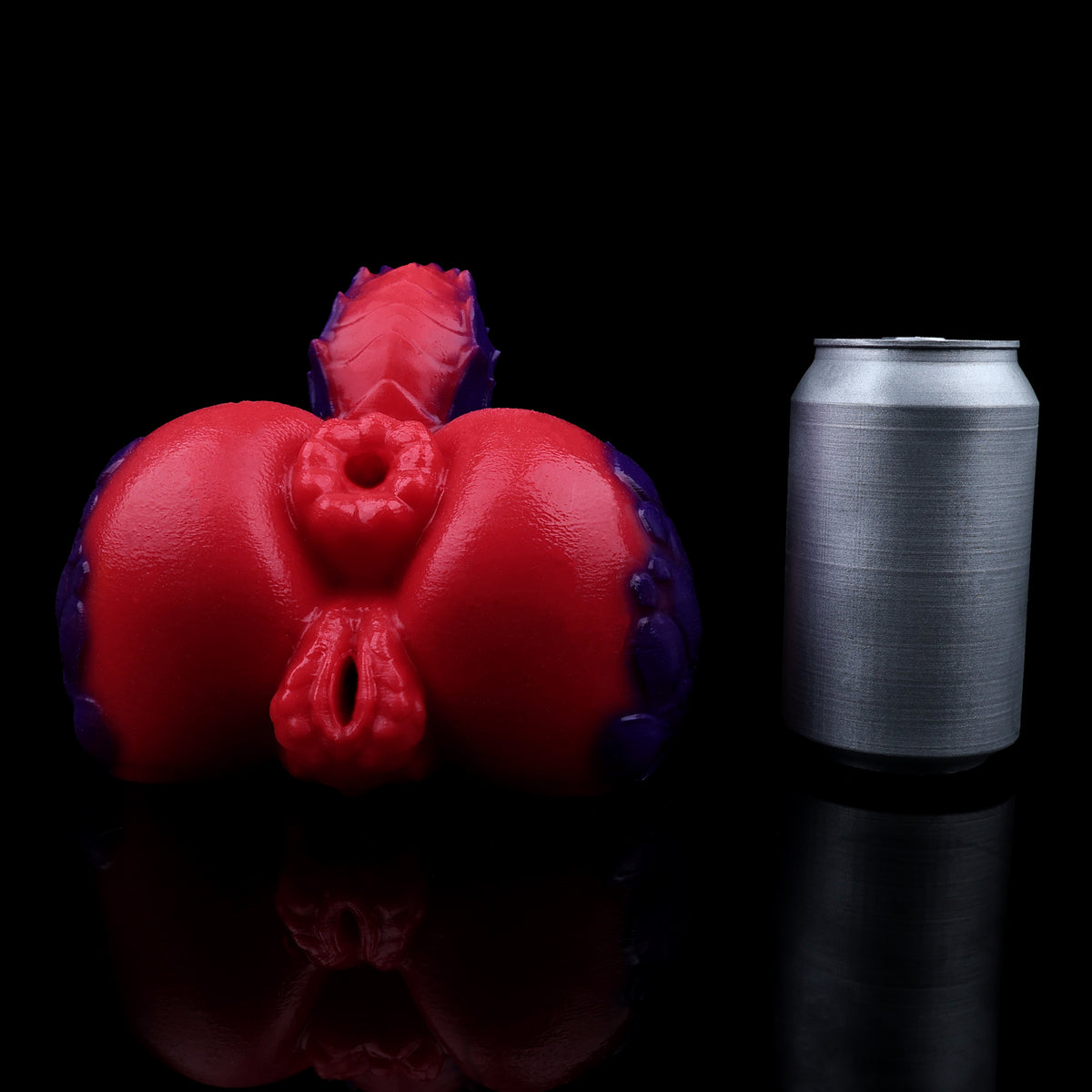Drachenmädchen Pocket Pussy – Doppelkanal Vaginal & Anal, Karminrot-Violett Drachenschuppen-Design aus Platin-Silikon