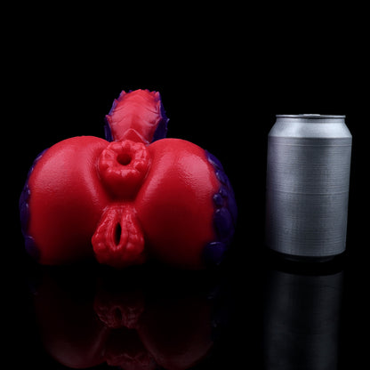 Drachenmädchen Pocket Pussy – Doppelkanal Vaginal & Anal, Karminrot-Violett Drachenschuppen-Design aus Platin-Silikon