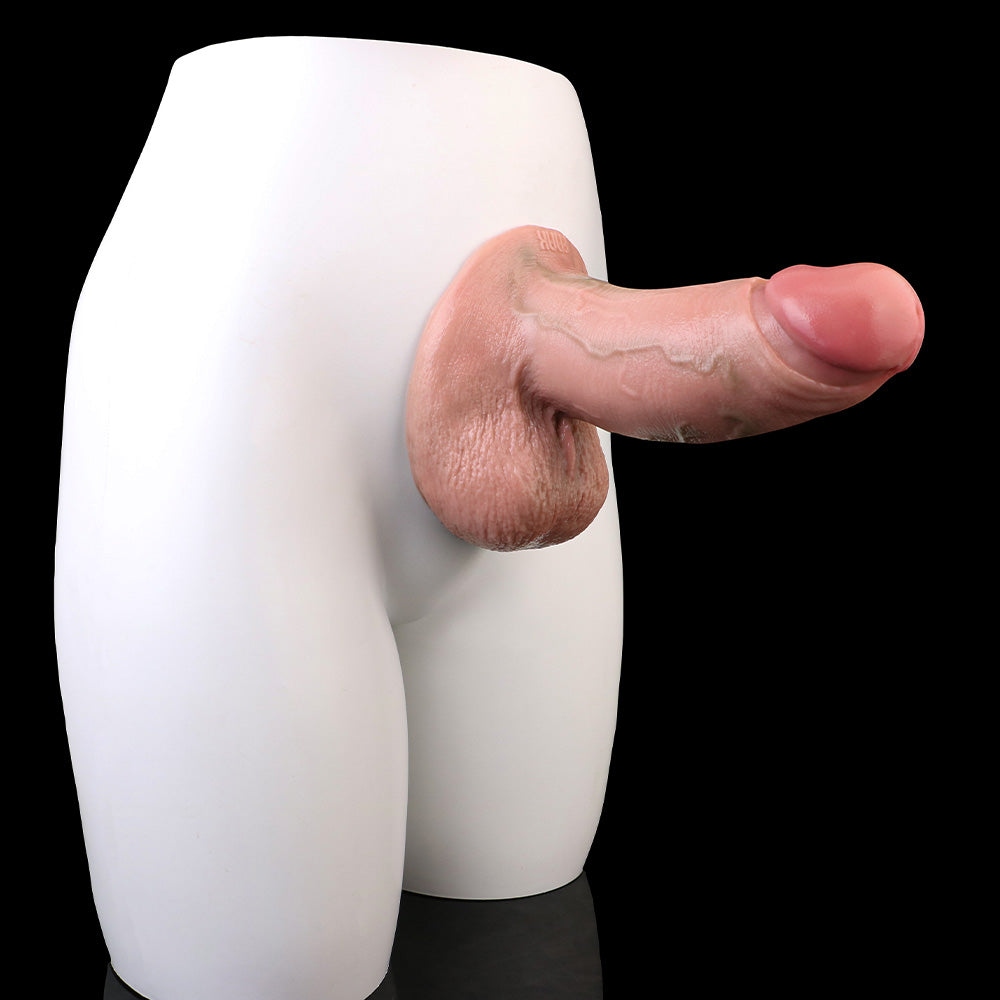 Realistic Platinum Silicone Dildo with Suction Cup & Testicles | Skin-Toned Natural Look