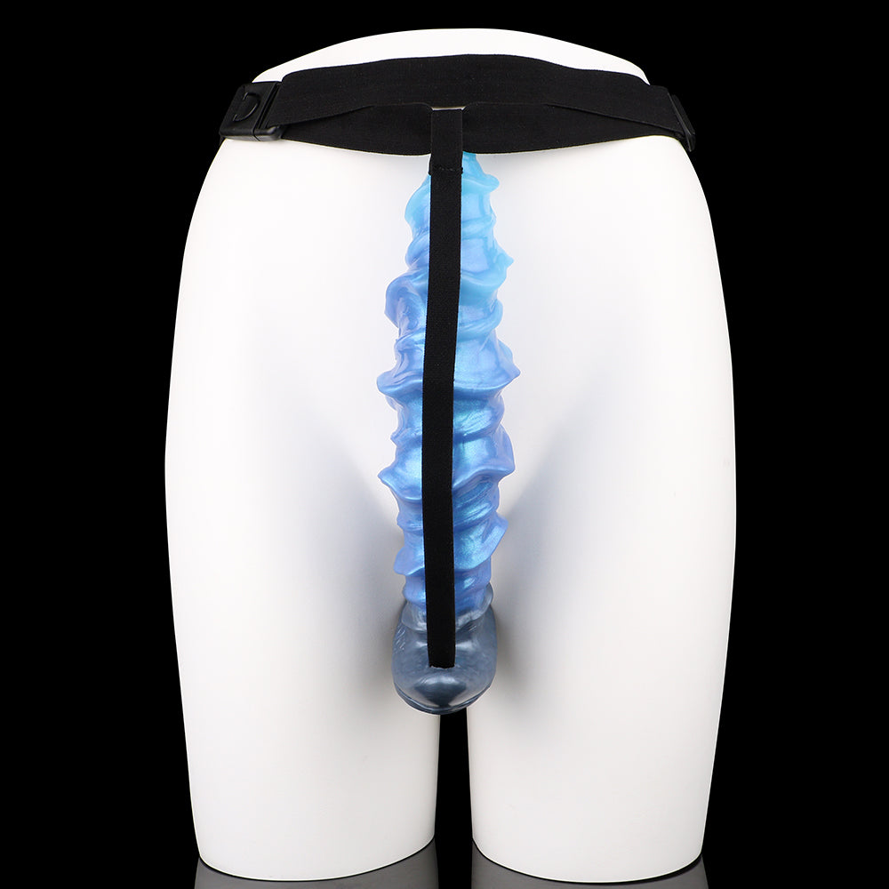 Abyssales Ozean Fantasy Dildo - Spiralrippe Kegelschaft Perlmutt Harness-Set for Surreale Tiefendominanz