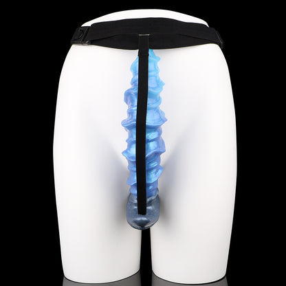 Abyssales Ozean Fantasy Dildo - Spiralrippe Kegelschaft Perlmutt Harness-Set for Surreale Tiefendominanz