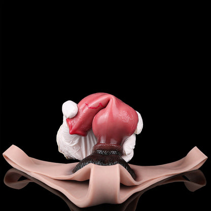 Hunde-Penis Sleeve im Dreiecks-Slip – Rosarosa Farbverlauf, Bulbus & Schwarze Hoden aus Platin-Silikon