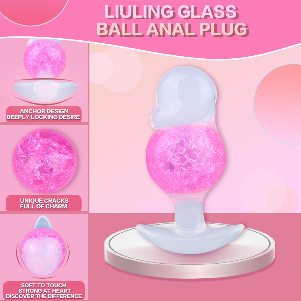 Crystal Strapon Butt Plug – Purple & Pink Pearlescent Fantasy Plug with Bio-Node & Ball Core