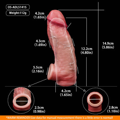 Penis Sleeve Korallrosa – Übertriebenes Venenrelief, Hodenring & Lang/Kurz wählbar