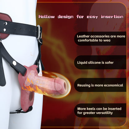 Anatomischer Wearable Dildo Sleeve aus Liquid Silicone – Open Tip Cock Sleeve mit Dreifach-Öffnung für druckfreies Strap-on-Enhancement