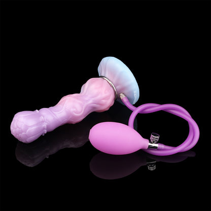 Aufblasbarer Pastell Fantasy Dildo mit Blütenknospe – Silikon Saugnapf-Toy für magische Solo-Sessions