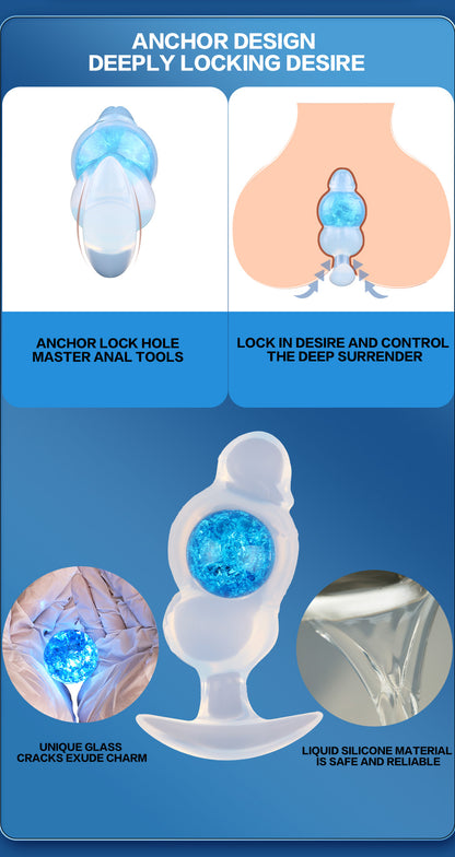 Dreikugel-Plug mit Gemstone-Core & Dreifach-Durchgangsreiz – Kristalliner Anal Plug in Perlglanz