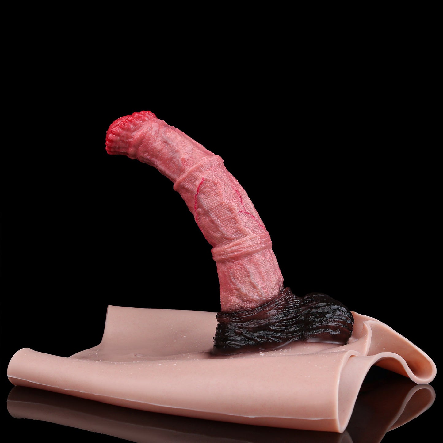 Pferde-Penis Sleeve im Boxershorts – Rosarosa Farbverlauf, Kugelkrone, Schwarzer Bulbus & Anal-Öffnung