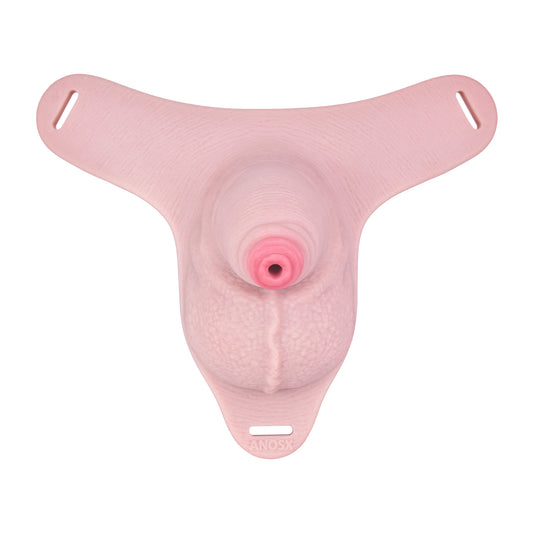Silikon Peniskäfig mit Harnöffnung – Babyrosa, T-Form & Zwei Harness-Varianten aus Platin-Silikon