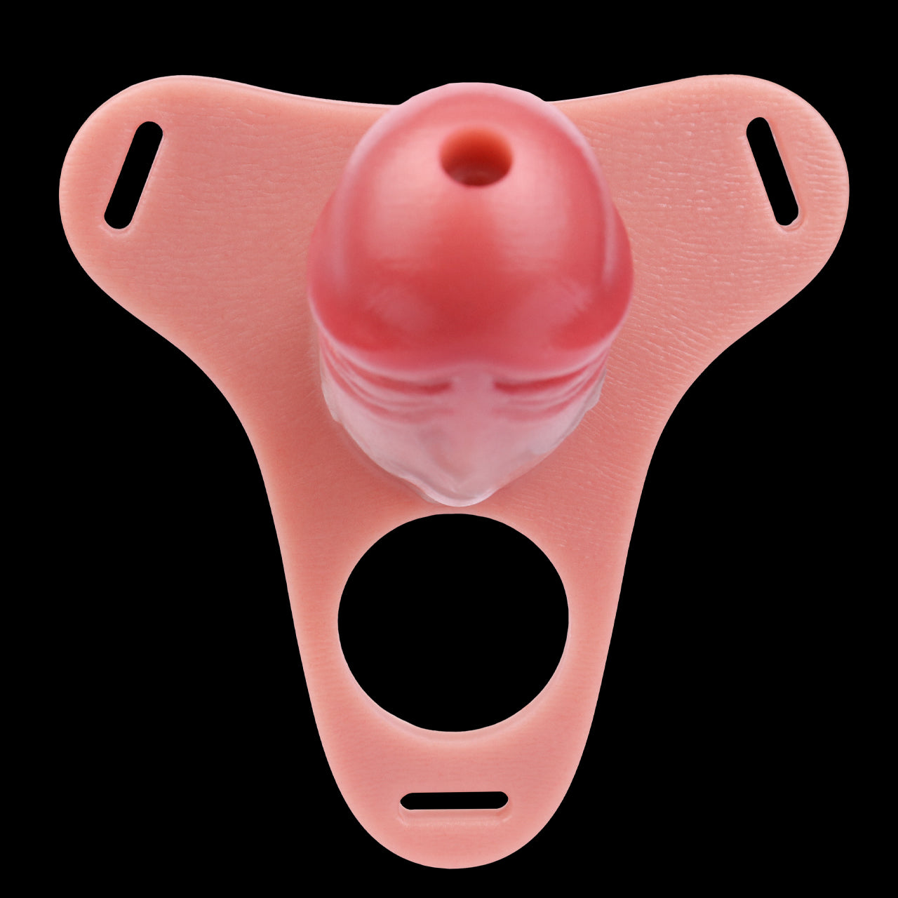 Penishtuelle Strap-on mit Hodenring – Penis Verlängerung, Harnöffnung & Leder-Tragesystem