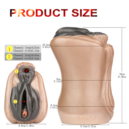 Horse Pussy mit Pferdeschwanz-Textur & Dual-Channel – Kupferbraun, Tiefschwarze Vulva & Platin-Silikon für Männer
