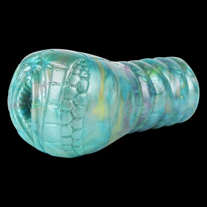 Premium Alien Pocket Pussy in Aurora Green – Biomorphic Masturbator made of Platinum Liquid Silicone
