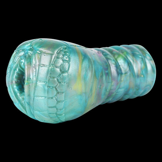 Premium Alien Pocket Pussy in Polarlicht-Grün – Biomorpher Masturbator aus Platin-Flüssigsilikon