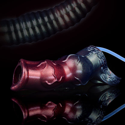 Penis Sleeve Blutrot-Schwarz – Venenrelief, Spritzfunktion & Größen M/L