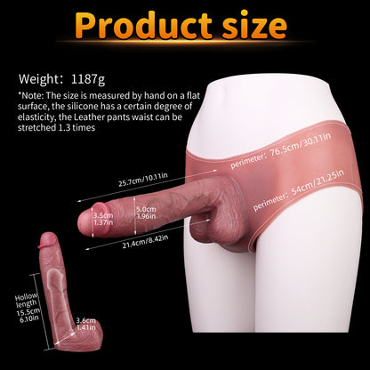 Silicone Penis Sleeve Bronzebraun – Hollow Bronze Brown Sleeve und Anatomischer Hodenbasis