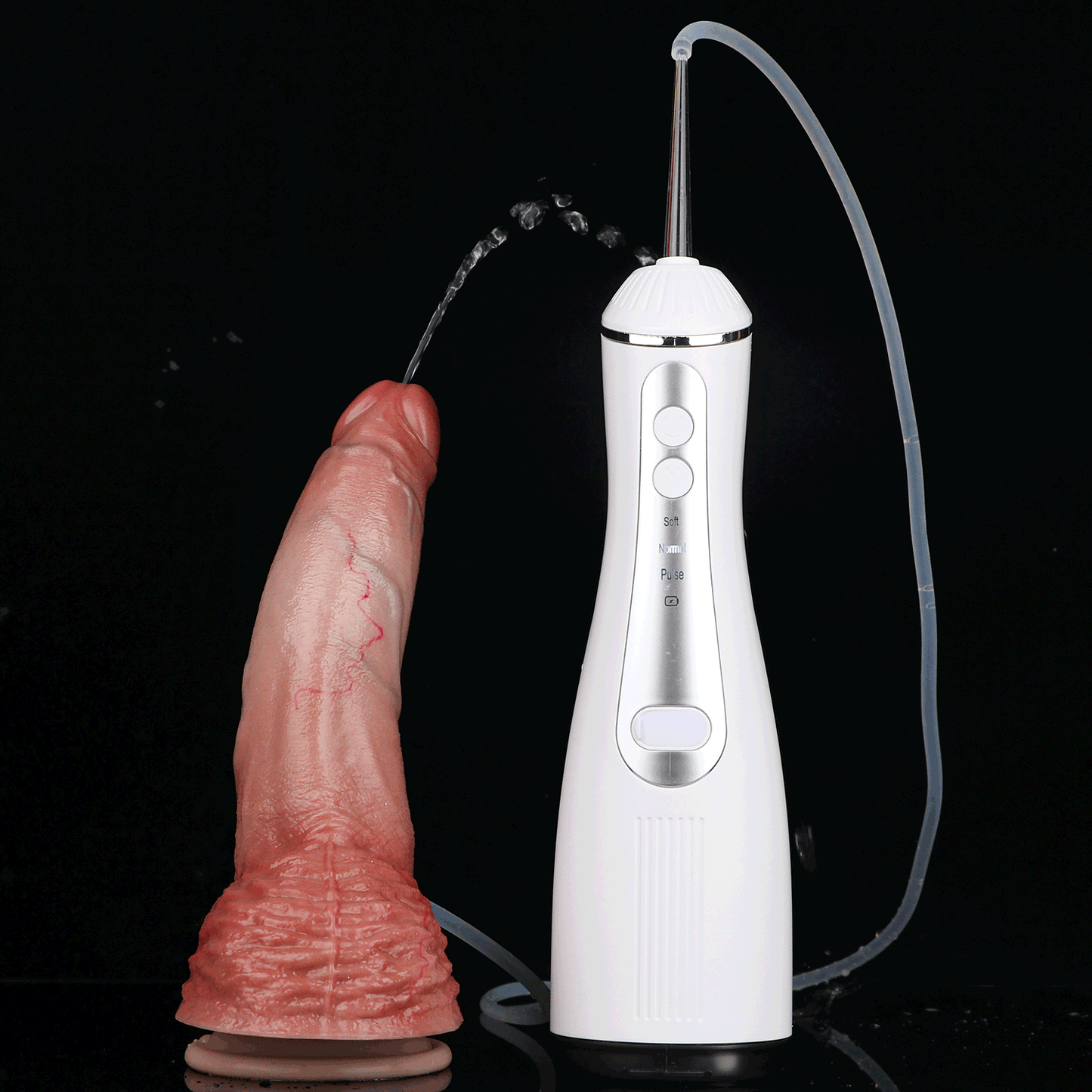 Pfirsich-Girth Squirting Dildo – Ultra-Breiter Pfirsich-Fleischton, Tieffalten-Hauttextur, Massiver Hodensack & 3-Wege-Spritzsystem aus Platin-Silikon