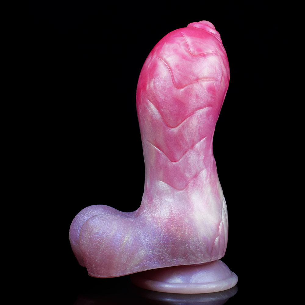 Dragon Scale Anal Dildo | Platinum Silicone Suction Cup Fantasy Dildo with Heart Base & Curved Shaft