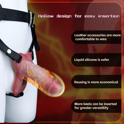 Realistic Hollow Cock Sleeve made of Liquid Silicone – Dual-Use Penis Extender with Stimulating Nubs for Couples