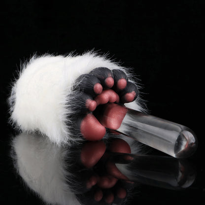 Pocket Pussy Tierpfote – Schwarz-Weiß, Rote Ballen & Abnehmbarer Plüsch