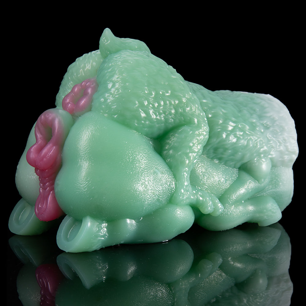 Exotische Furry Pocket Pussy mit Doppel-Arsch – Minzgrüner Monster-Girl Stroker (Hase & Pferd)