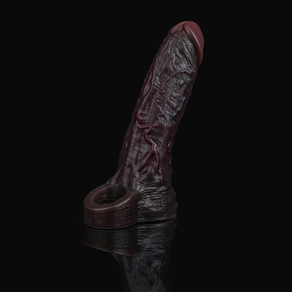 Matte Black & Industrial Penis Sleeve – Hollow BBC Sleeve with Dark Shadow Veins