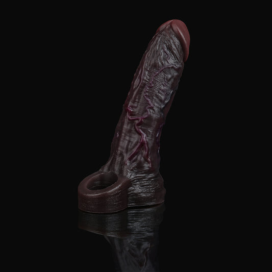 Matte Black & Industrial Penis Sleeve – Hollow BBC Sleeve with Dark Shadow Veins
