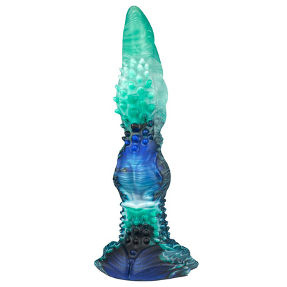 Fantasy Dildo Deep Sea – Mint Green-Blue, Dense Triple-Nobs & Strong Suction Cup