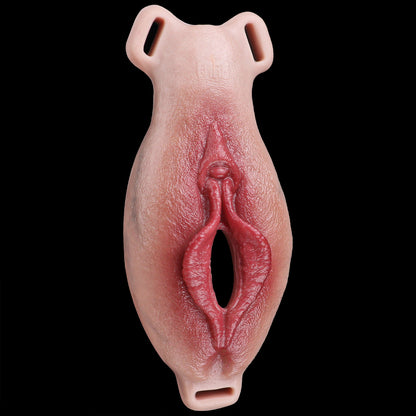 Vagina-Prothese mit gespreizten Schamlippen & Vibration – Offene Vulva, Fernbedienung & Platin-Silikon für Sie & Ihn