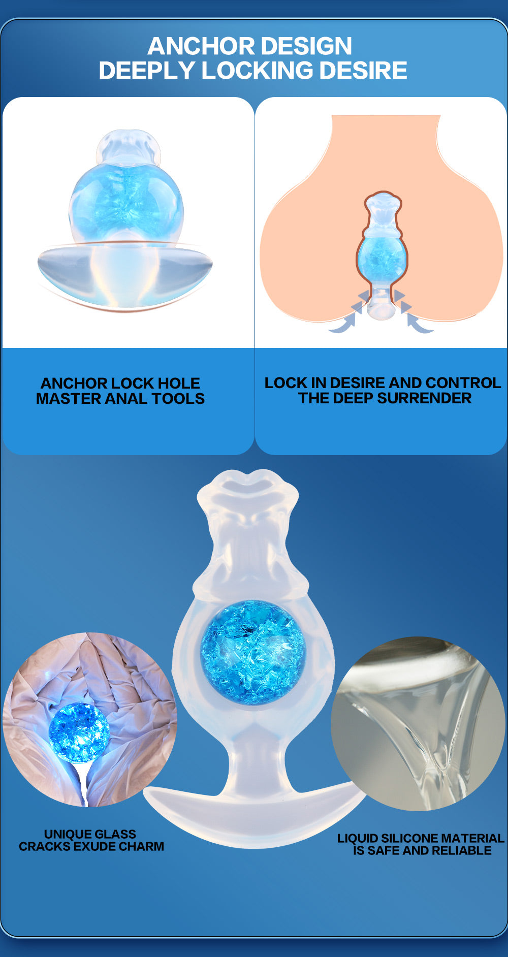 Analplug Kristall – Gemstone-Core Fetish Plug 6 Farben Platin-Silikon | SilikonLust