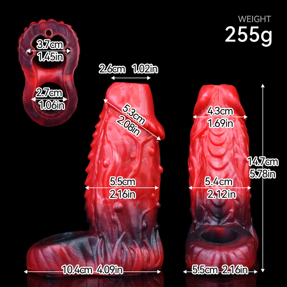 Asymmetrical Penis Sheath for Small Penises – Organic Spikes and Serpentine Scales for Penis Enlargement