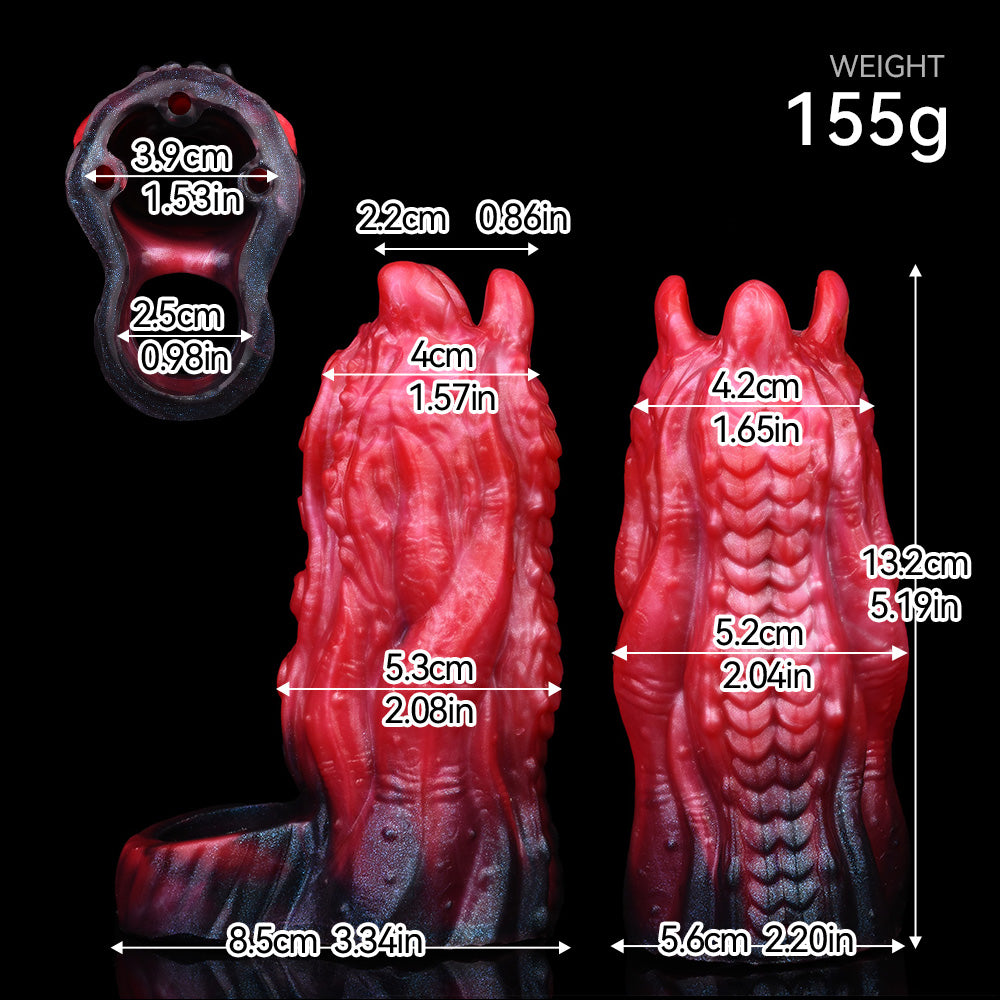 Alien Worm Monster Cock Sleeve - Hollow Fantasy Dildo | Double Horn Maw Platinum Silicone SiliconeLust