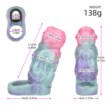 Cyber Mecha Penis Sleeve – Platinum Silicone Extender with Armor Structure | SilikonLust Fetish