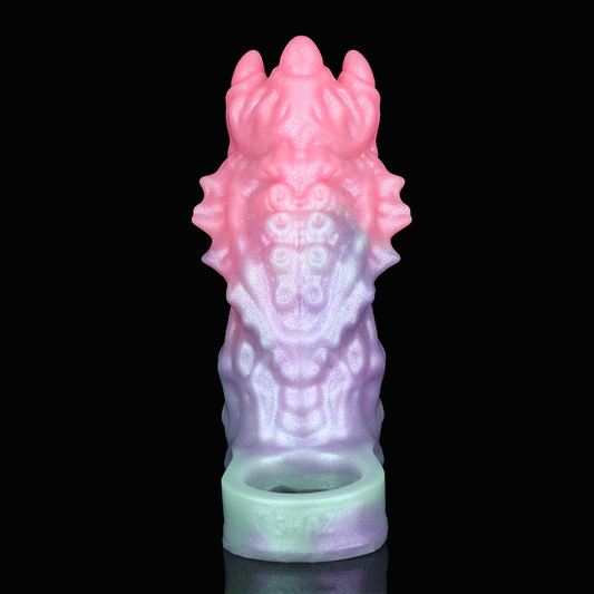 Dragon Fantasy Penis Sleeve - Fetish Dragon Scale Pearlescent Platinum Silicone | SilikonLust