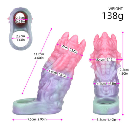 Dragon Fantasy Penis Sleeve - Fetish Dragon Scale Pearlescent Platinum Silicone | SilikonLust