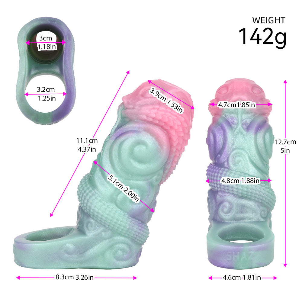 Penis Sleeve Python Spiral – Fetish Baroque Volutes Platinum Silicone | SilikonLust