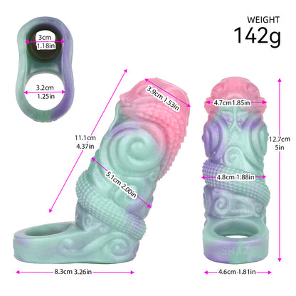 Penis Sleeve Python Spiral – Fetish Baroque Volutes Platinum Silicone | SilikonLust