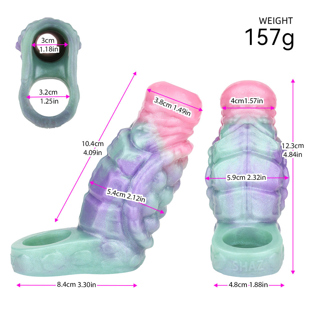 Armor Penis Sleeve – Alien Armor Structure Premium Platinum Silicone Sleeve with Cyber-Relic Aesthetics