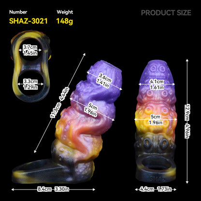 Colorful Alien Phallus Sleeve | Totem Block Relief & Tentacle Suction Cup Texture | Nebula Penis Sleeve