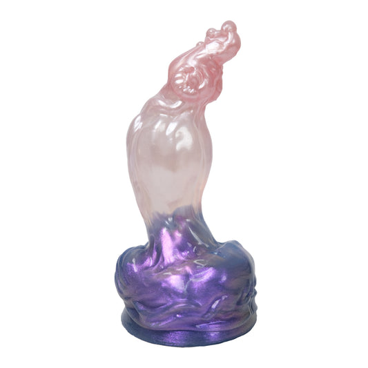 Steinbock-Dildo aus der Tierkreiszeichen-Serie – 30° Silber-Arc, Doppelpunkt-Stimulation & Platin-Silikon (XS/S/M)
